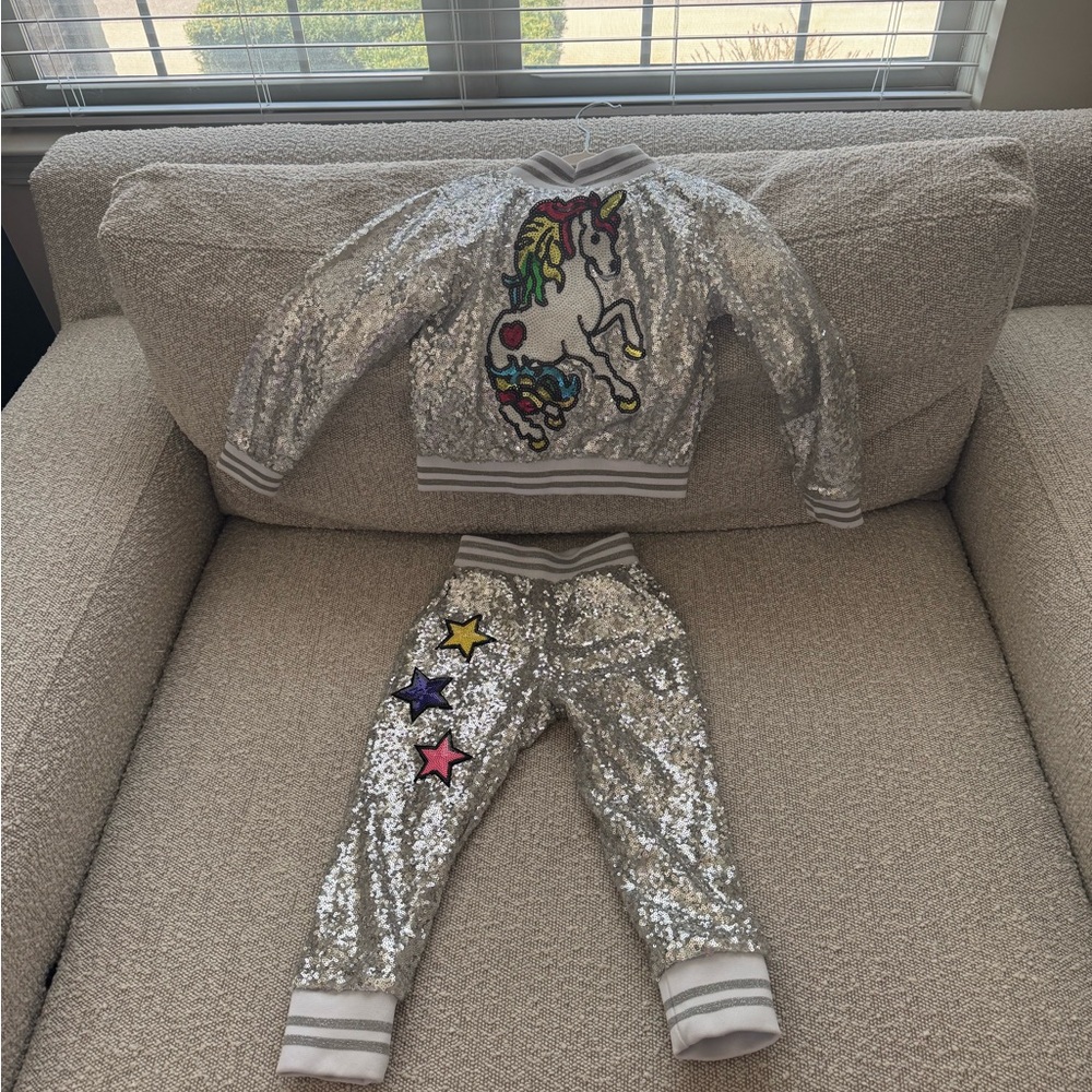 Lola +the boys silver sequin set